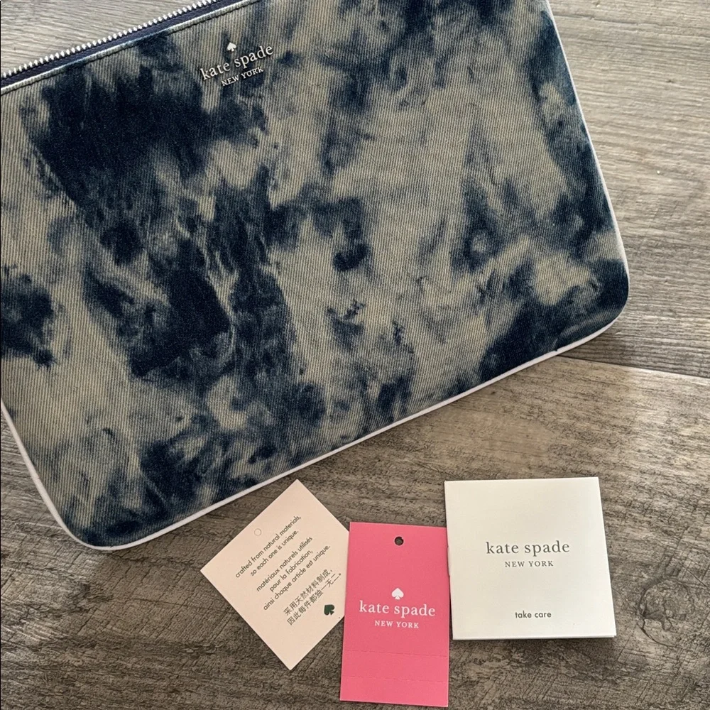 Kate Spade Jackson Tye-Dye Denim Large Zip Pouch - Picture 3 of 5